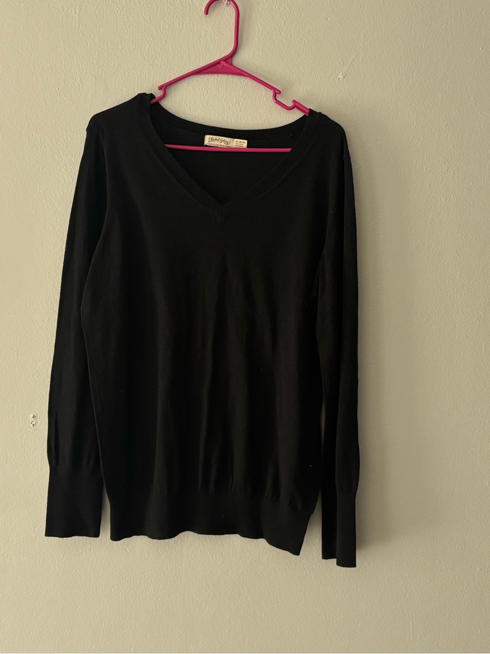 Faded Glory Black V-Neck Sweater - Lightweight Knit
